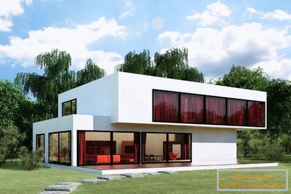 Házak projektjei high-tech stílusban - a külső homlokzat fotó