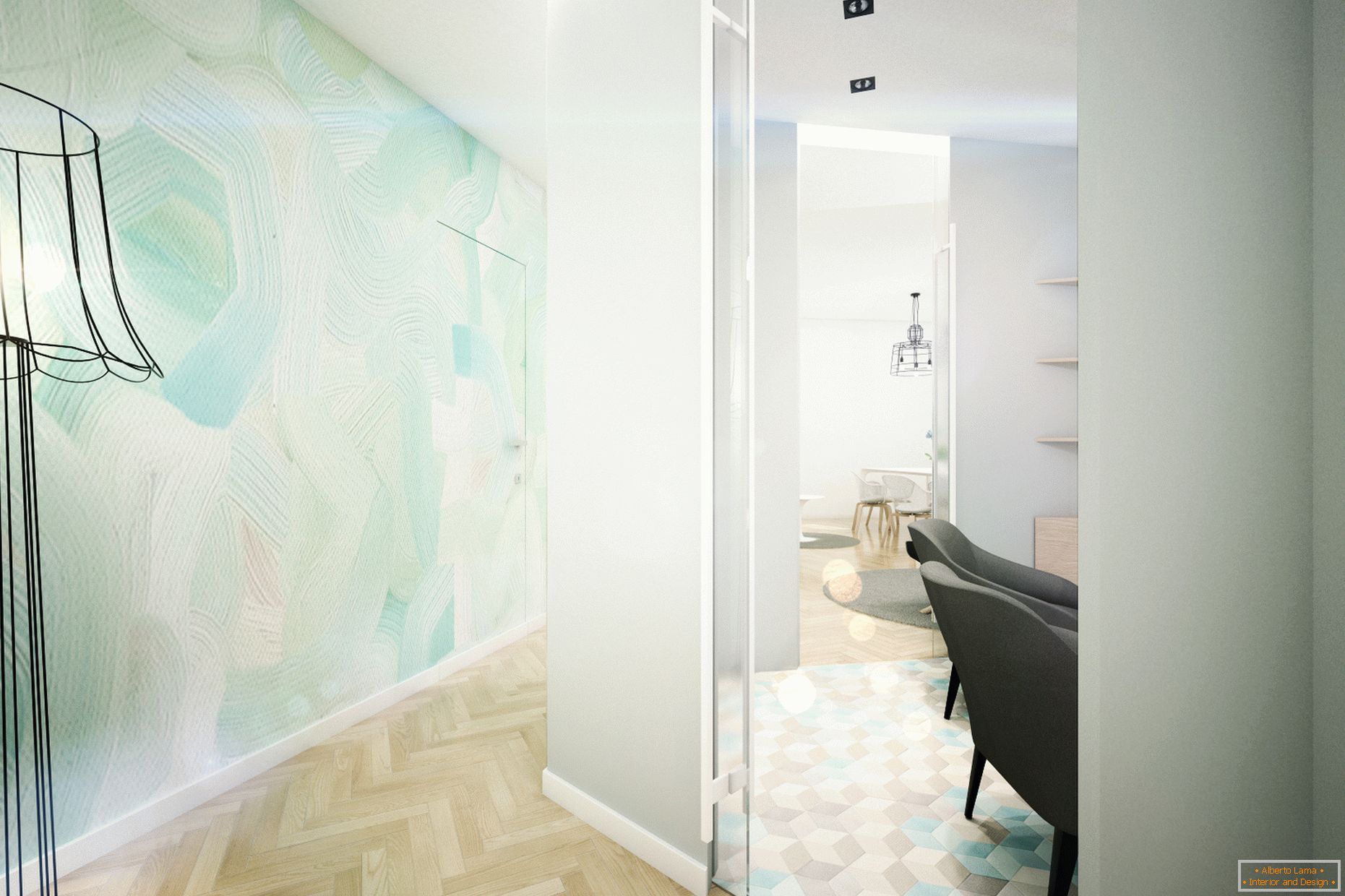 Modern design apartman pasztell színekben