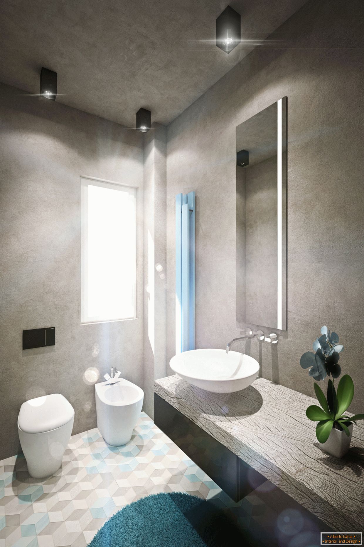 Design apartman pasztell színekben: fürdőszoba