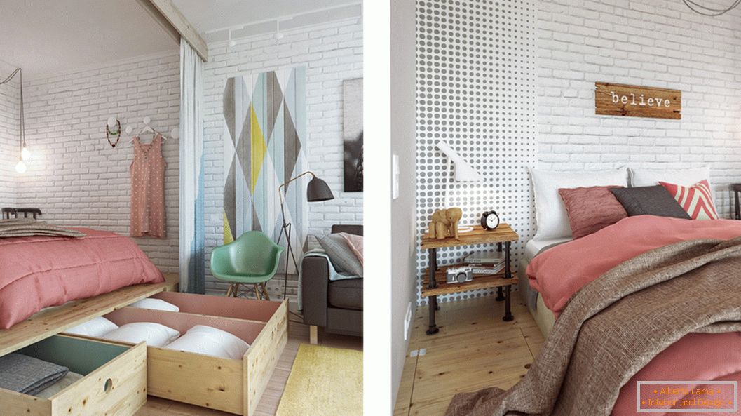 Hálószobai design egy kis lakás Moszkvában