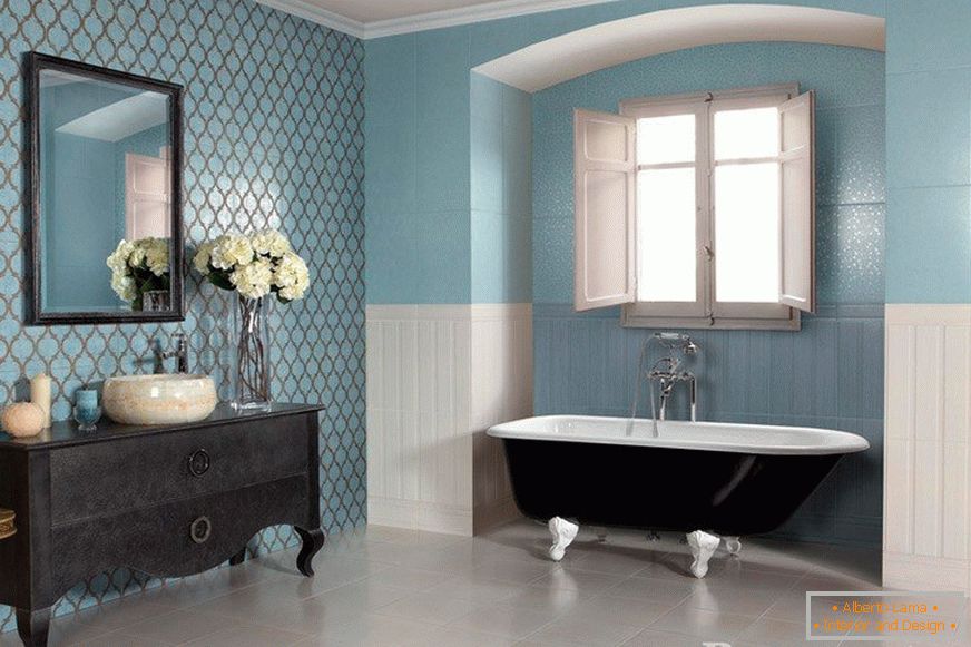 Fürdőszoba kék csempe