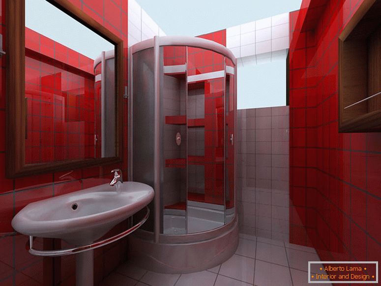 Piros falak a fürdőszobában
