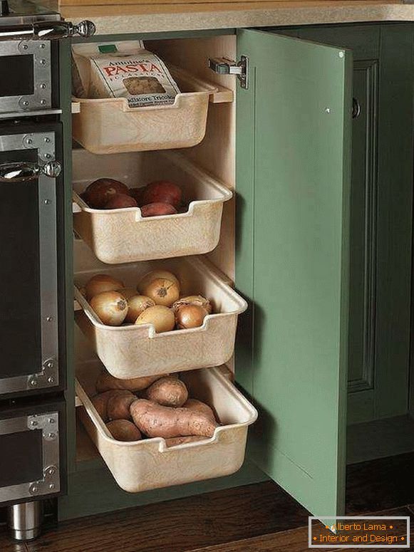 Hogyan tárolja a zöldségeket a konyhában - dobozok és konténerek