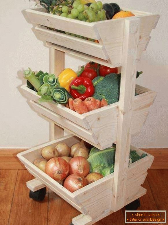 Kerekek zöldségfélék tárolására a konyhában