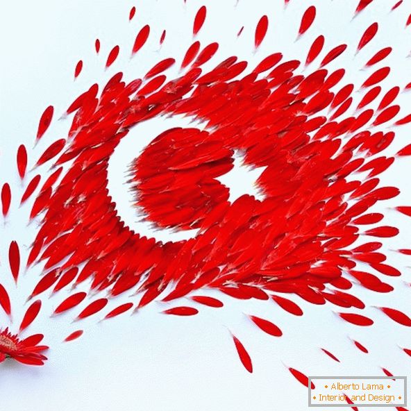 Törökország zászlaja virágszirmokból