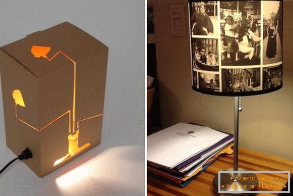 Asztali lámpák kartonból és fényképekből