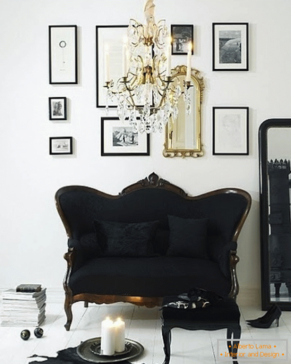 Luxus fekete és arany dekoráció a belső térben