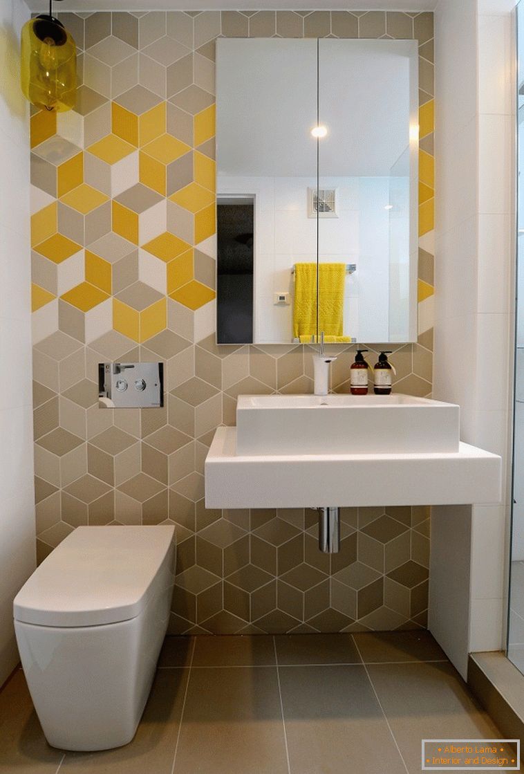 Geometriai minta a fürdőszoba tervezésében