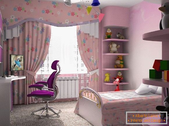 a gyermekszoba szobájának belseje egy lány számára 8 лет