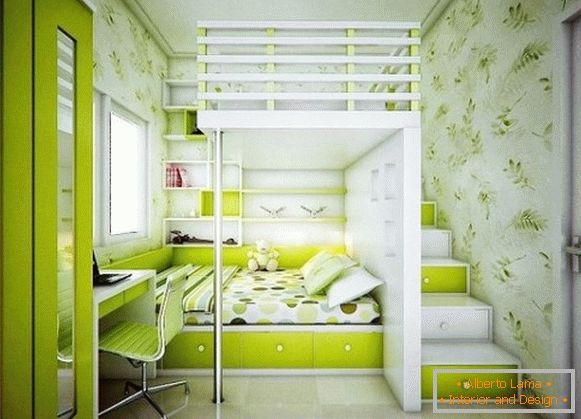 зелёный a gyermek hálószobája для двух девочек