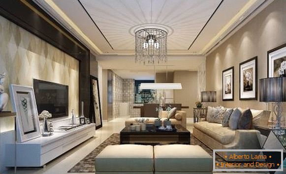 Modern nappali a luxus stílusában
