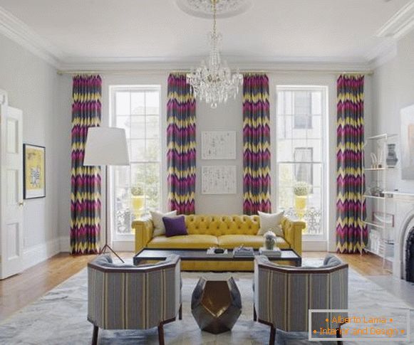 A sárga-szürke nappali modern stílusban