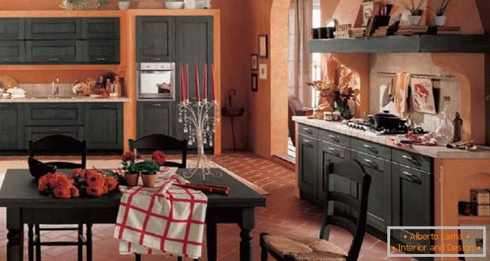 A rusztikus stílus fő követelménye a konyhaterület funkcionalitása. 