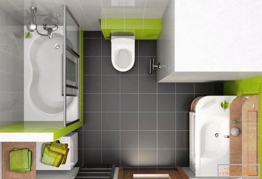 Design-projekt fürdőszoba kombinált WC-vel