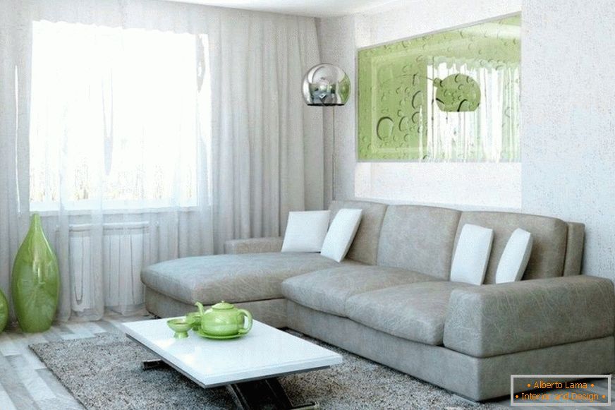 Hálószoba-nappali sarok-kihúzható kanapéval