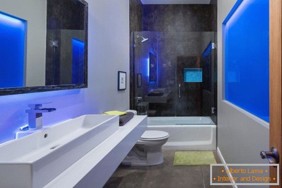 Design high-tech stílusban - fénykép stílusos fürdőszoba