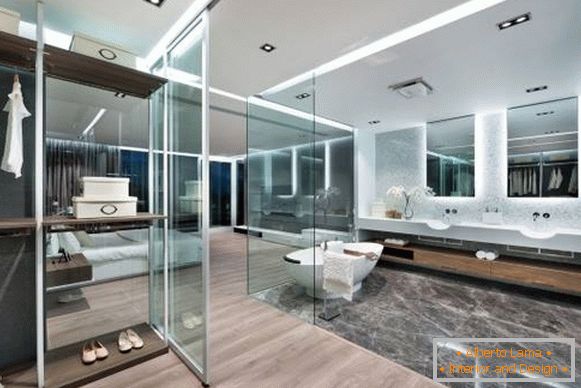Apartman high-tech stílusban - fürdőszoba fotó