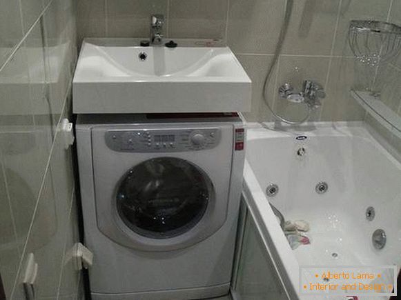 fürdőszoba design mosógéppel, fénykép 1