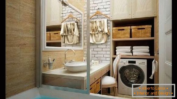 fürdőszoba design mosógéppel, fénykép 15