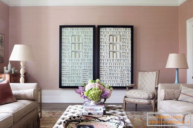 Rózsaszín hangulatú nappali
