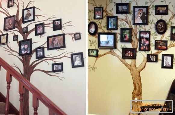 Ötletek díszítő falak fényképekkel - családi fával