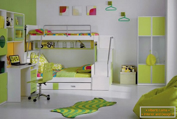 A gyermekszobának világos designja