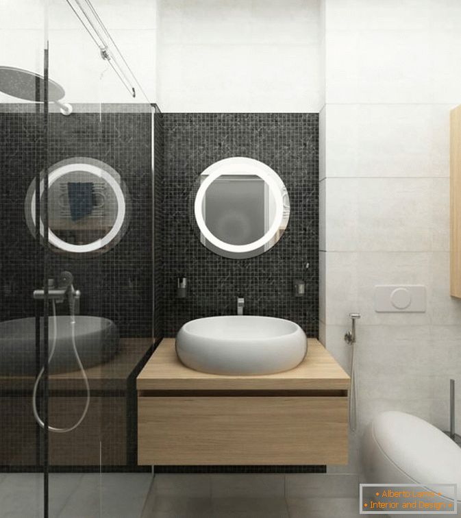 Fürdőszoba egy kis stúdió apartman Novoszibirszkben
