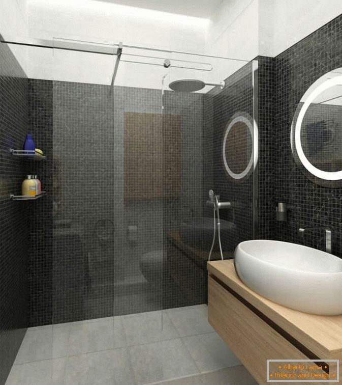 Fürdőszoba egy kis stúdió apartman Novoszibirszkben