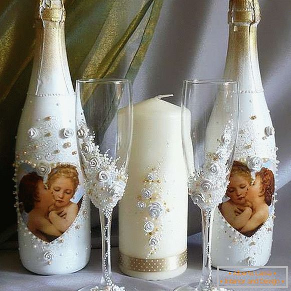 Decoupage a palackok a saját kezét március 8-án vagy egy esküvő