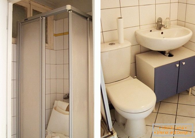 Fürdőszoba egy kis stúdió lakásban до ремонта