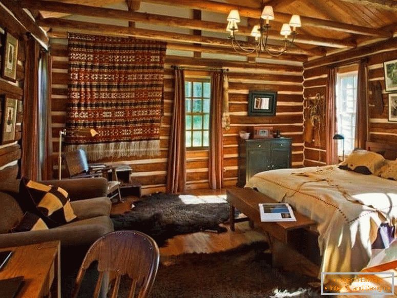 Hálószoba egy vidéki házban, az ország stílusában