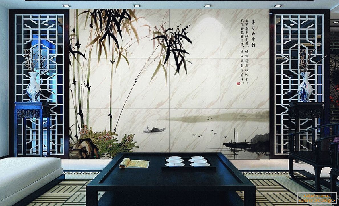 Elegáns fal dekoráció bambusz képekkel