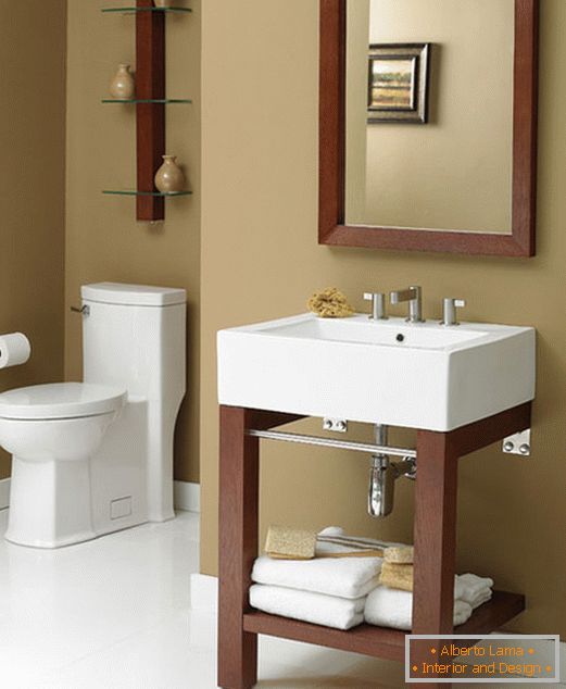 Díszítőasztal DecoLav's Infusion egy kis fürdőszobában