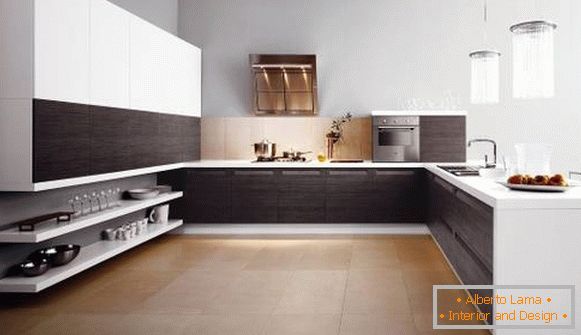Gyönyörű konyha a luxus minimalizm stílusában