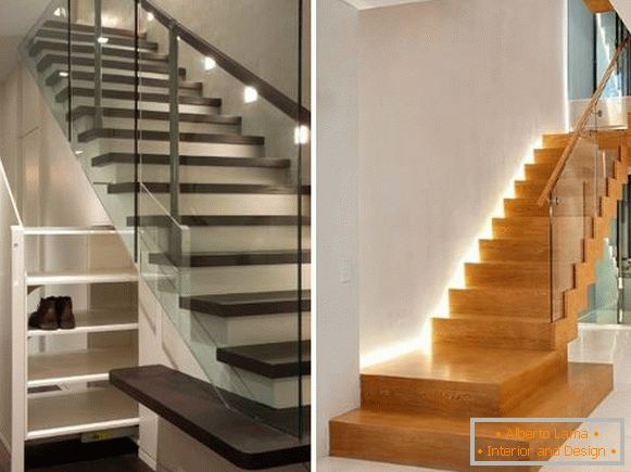 A legjobb ötletek a világítás lépcsőire egy magánházban a második emeleten