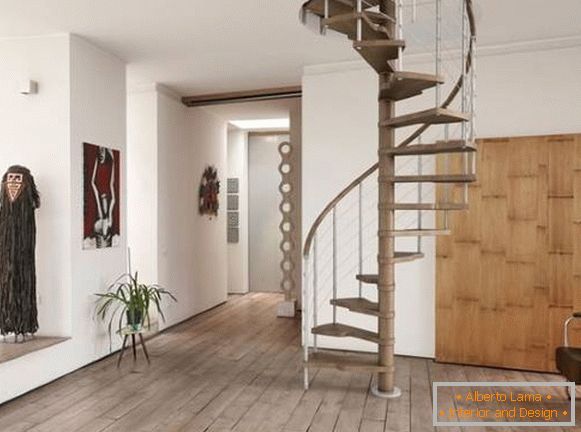 Gyönyörű lépcsők a házban - a spirális lépcső modern kialakítása