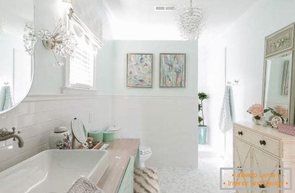 Gyönyörű design a fürdőszobában pasztell színekben