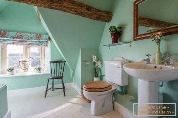 Gyönyörű belső fürdőszobák - egy kép egy fürdőszoba menta-zöld színű