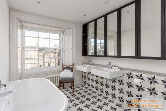 Gyönyörű csempe egy fürdőszoba egy minta - fotó a belső