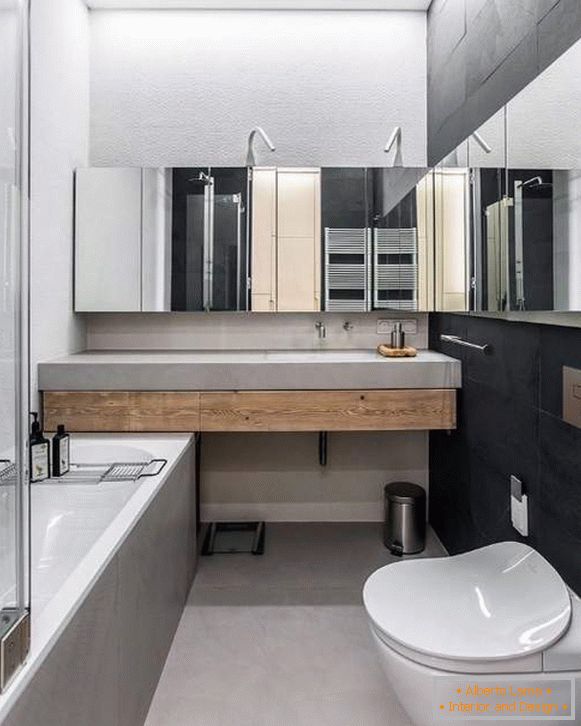Gyönyörű fürdőszoba modern stílusban - fotó a lakásban