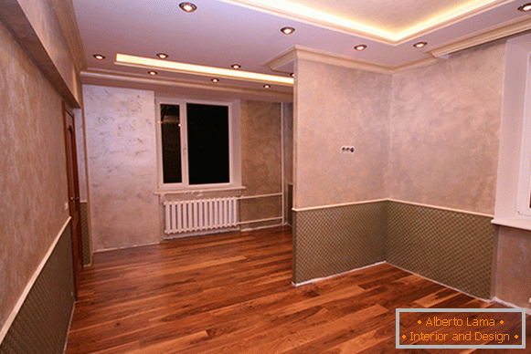 Dekoratív festék a falakon a lakásban - belső fotó