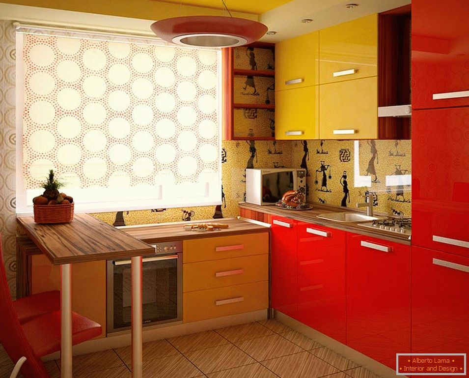 Piros és sárga konyha