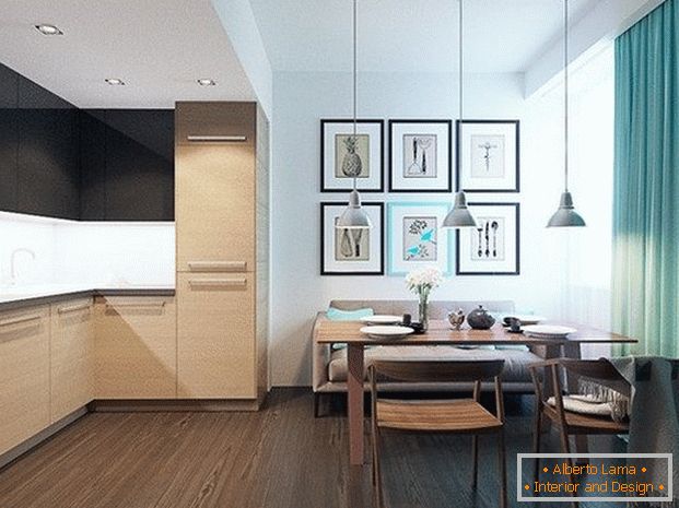 modern konyha belső nappali