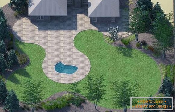 Egy vidéki ház tervezése medencével és terasszal