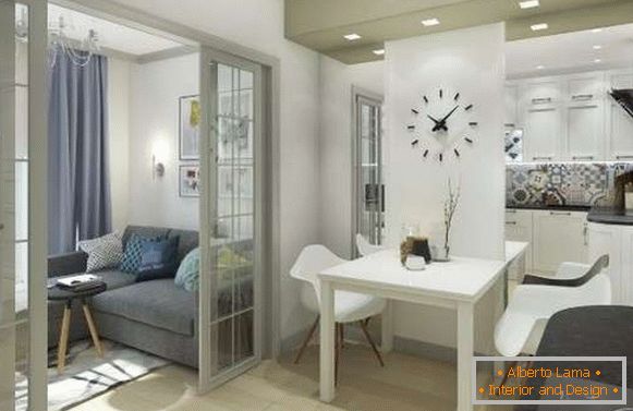 Modern konyha design kis stúdió apartmanokban