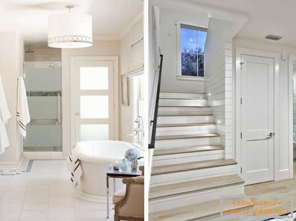 Könnyű ajtók és világos padló a belső térben - a ház fotó