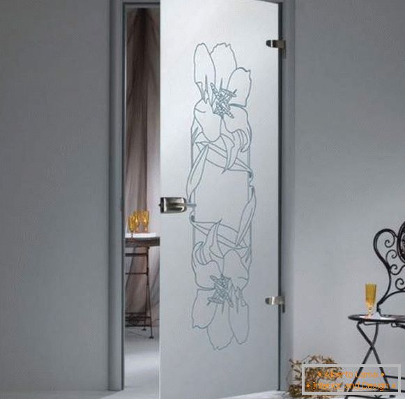 Swing ajtóüveg inter-szoba matta virágmintával