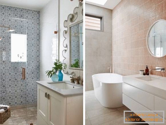 Fürdőszoba kialakítása - fénykép Divatos csempe 2016 egy kis fürdőhöz