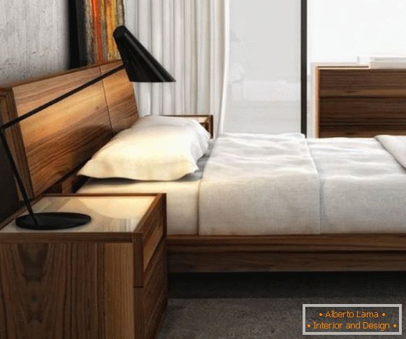 Модная кровать для спальнés ésз дерева - фото в ésнтерьере