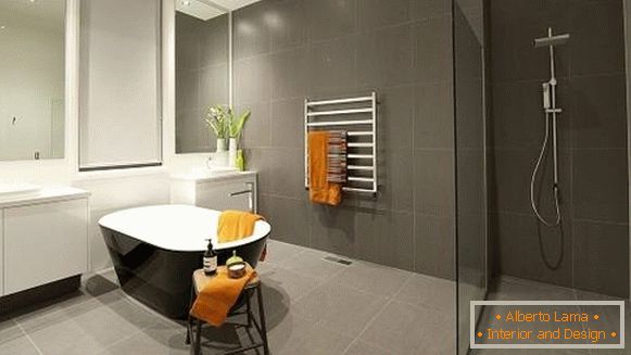 Fürdőszobai tervezés szürke és minimális stílusban